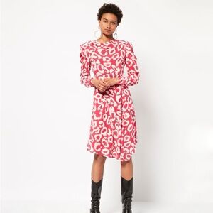 Isabel Marant pink & white leopard animal print Carley dress - FR 44 (Large)